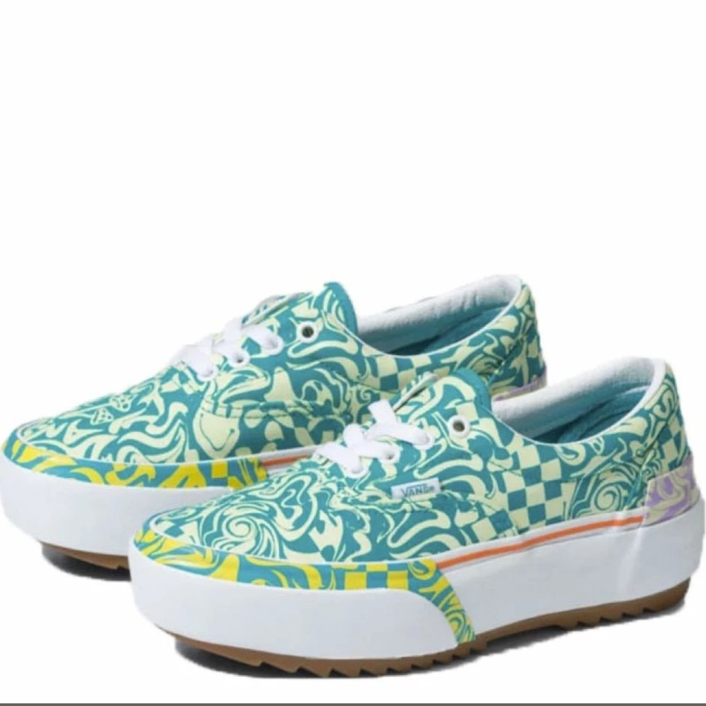 VANS Era Stacked/Platform Sneaker In Wavy Daze Tile Blue Size 6.5 Like New!